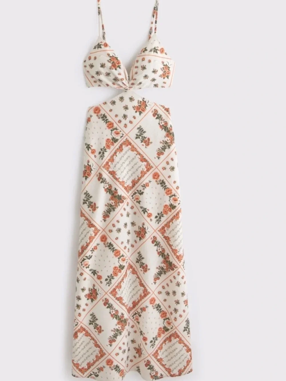 Abercrombie & Fitch Bandana Maxi Dress with Coral Floral Print